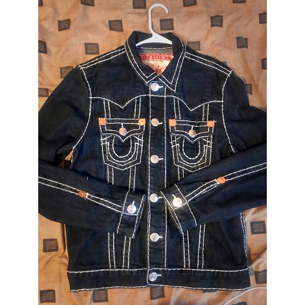 True Religion Super T Denim Jean Jacket Sz Large